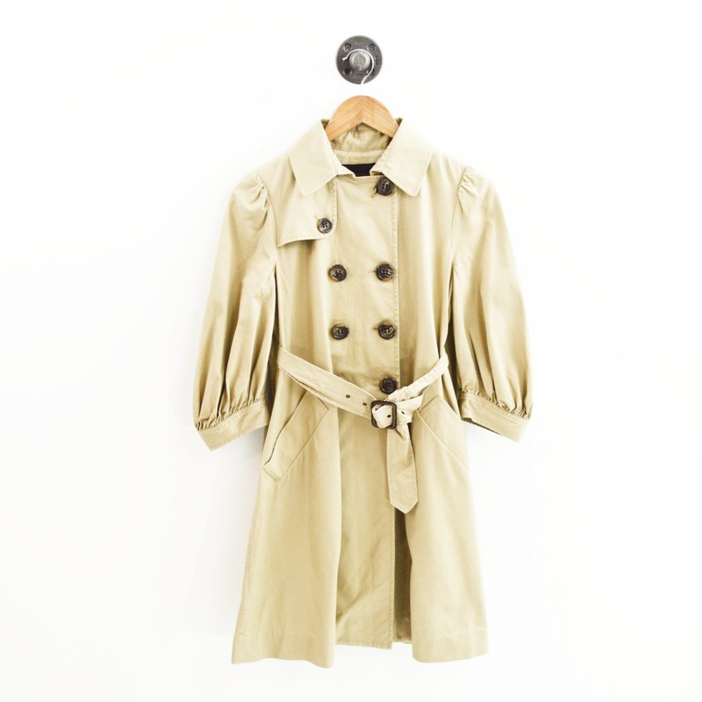 BCBGMAXAZRIA puff-sleeve trench coat #100-30